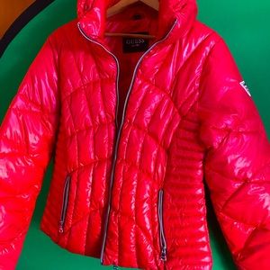 Guess red puffer jacket